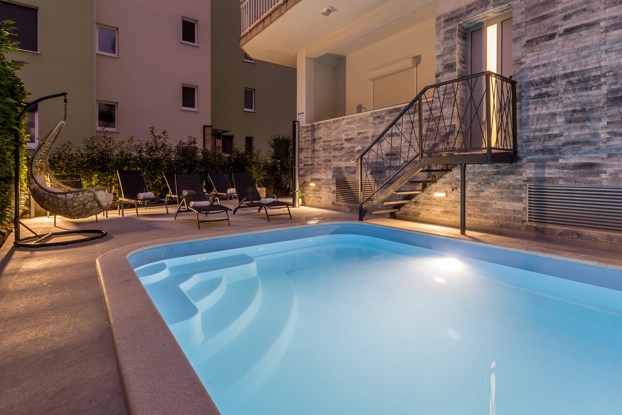 Pool with loungers